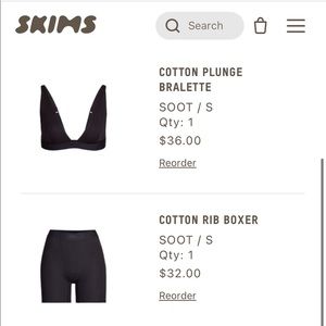 Skims Cotton Rib Plunge Bralette & Boxer Set